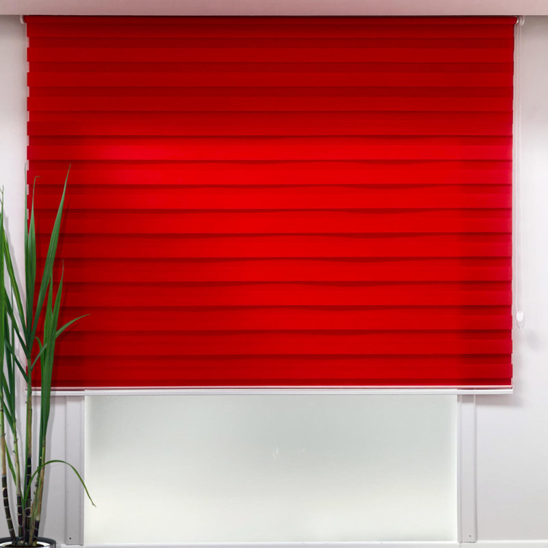 Day and Night Semi-Sheer Roller Shade, 51"W x 79"L, Red
