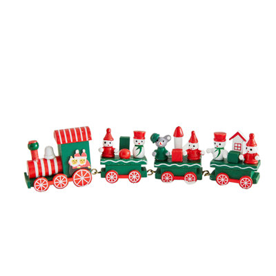 Christmas Desktop Decoration Set With Wooden Train Figurines