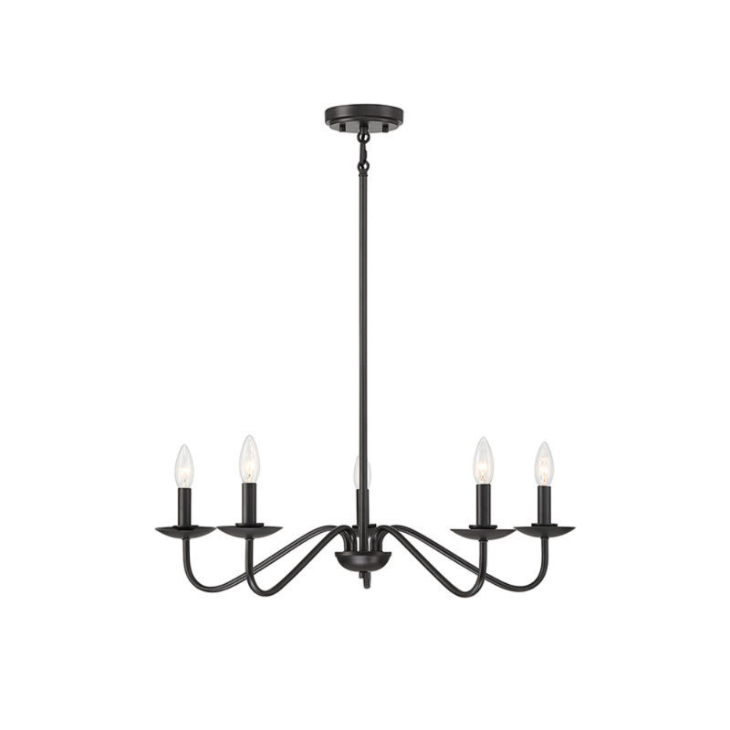 Mateos 5-Light Chandelier in Matte Black, Matte Black