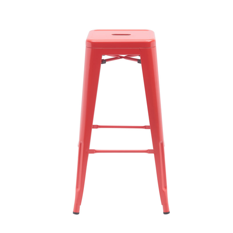 Counter Stool with Metal Frame, Red