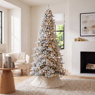 Sapin de Noël artificiel mince 11 pi avec 950 lumières blanches chaudes Herolinda