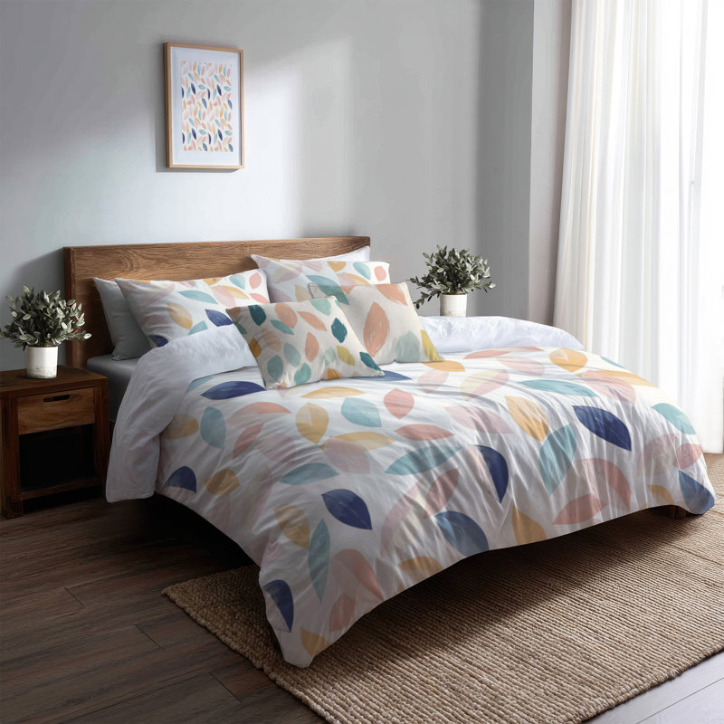 Ensemble de literie abstraite de 5 pièces - Ensemble de housse de couette et coussin décoratif Boho