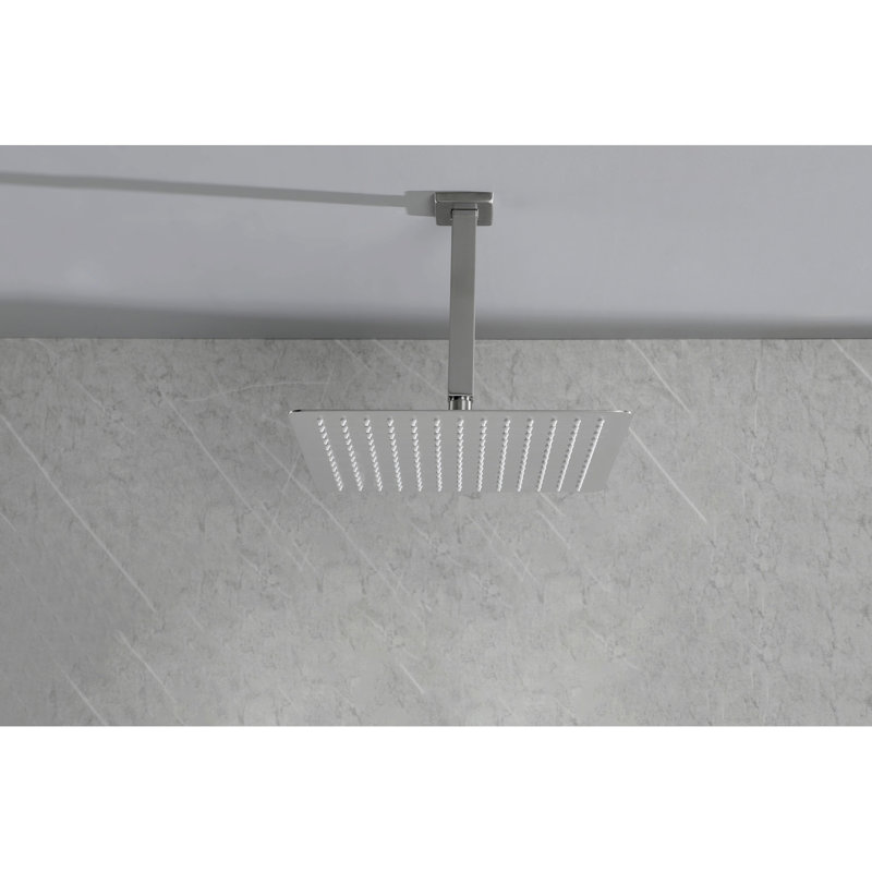 Shower Head Rainfall - Stainless Steel, Brushed Nickel, 16"x16", 2.5 Gpm, Water Saving, Self Cleaning Nozzles For Bathroom 16"x16" Rain Showerhead Steel Nozzles, Comfortable