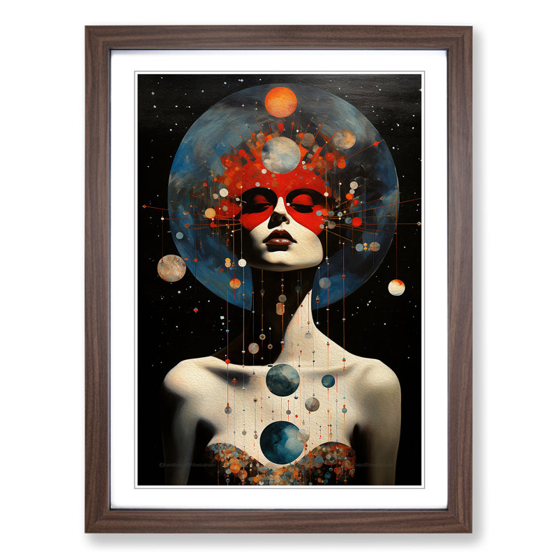 Universe Dadaism No.2 1 Piece Single Picture Frame Wall Art, 34cm H x 25cm W, Walnut Framed