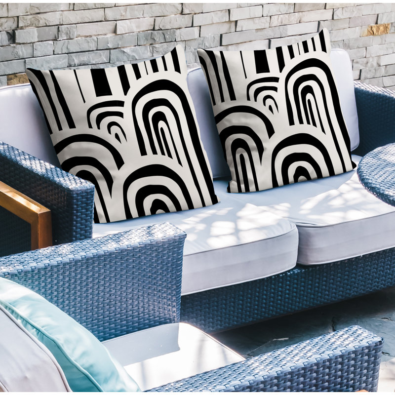 Abstract Outdoor Reversible Throw Pillow, 17W" x 17H", Champagne