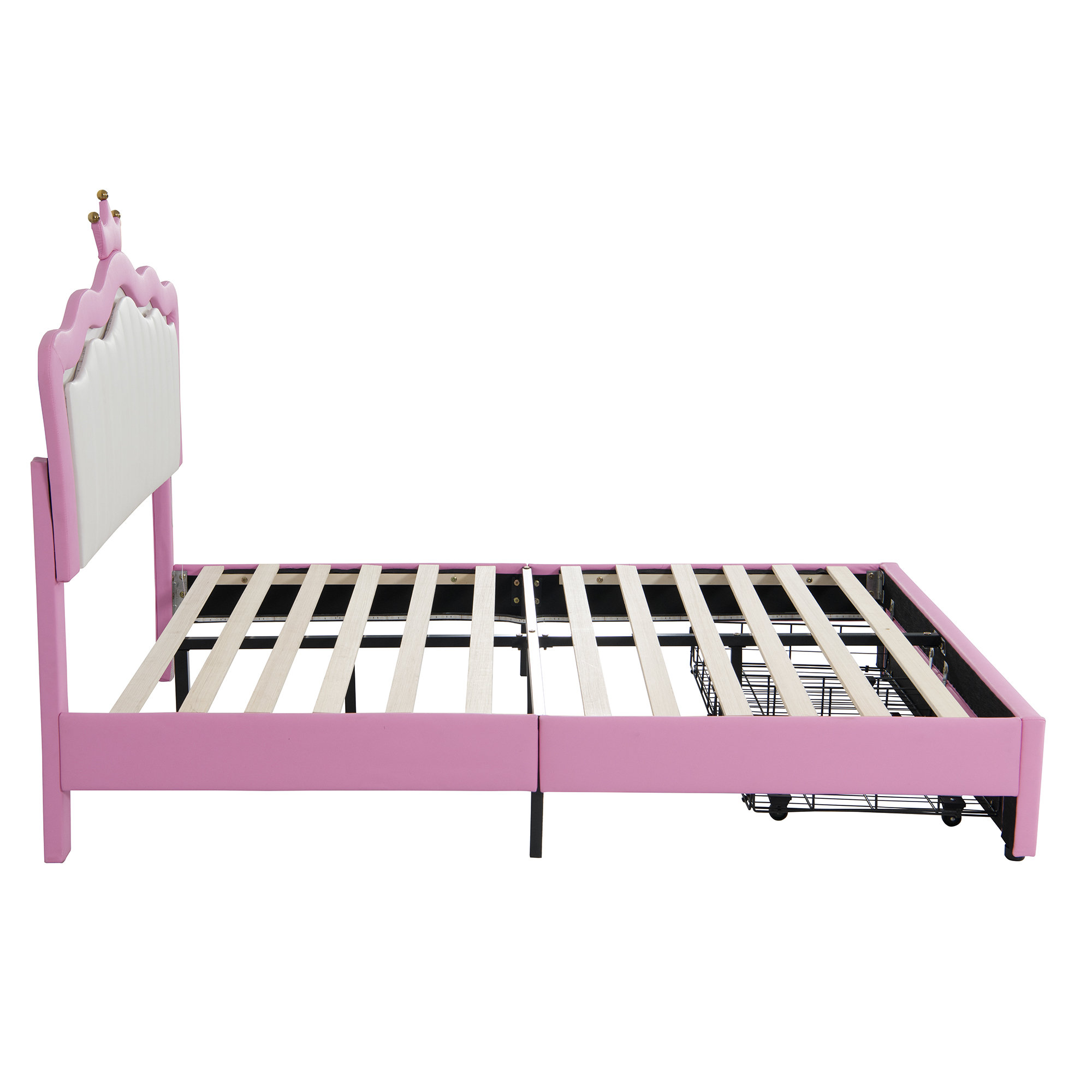 Gemma Violet Full Size Upholstered Princess Bed Frame With Led Lights ...
