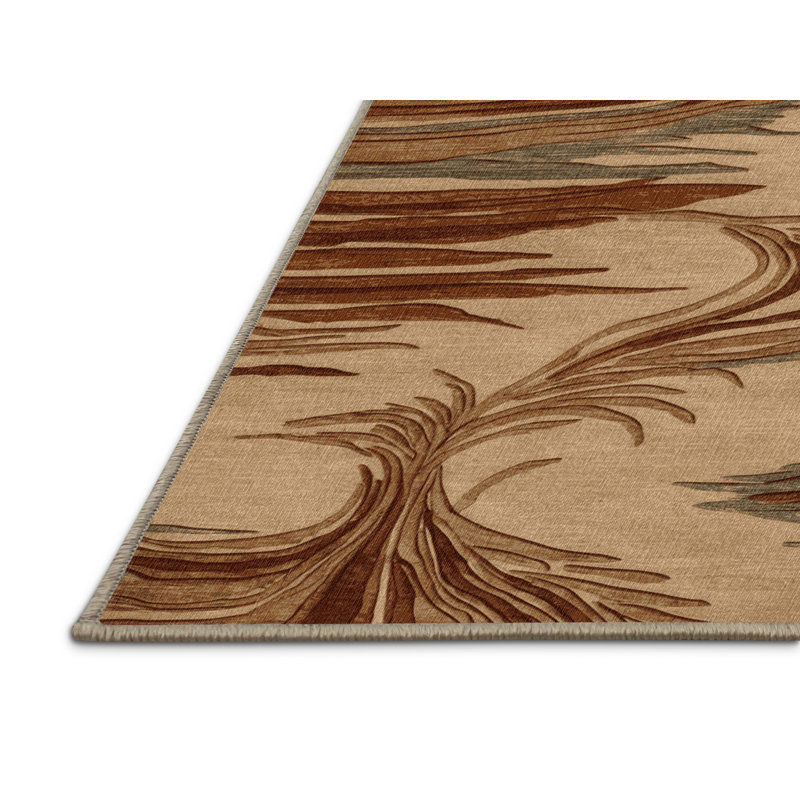 Machine Washable Nature Brown Area Rug, Square 8'