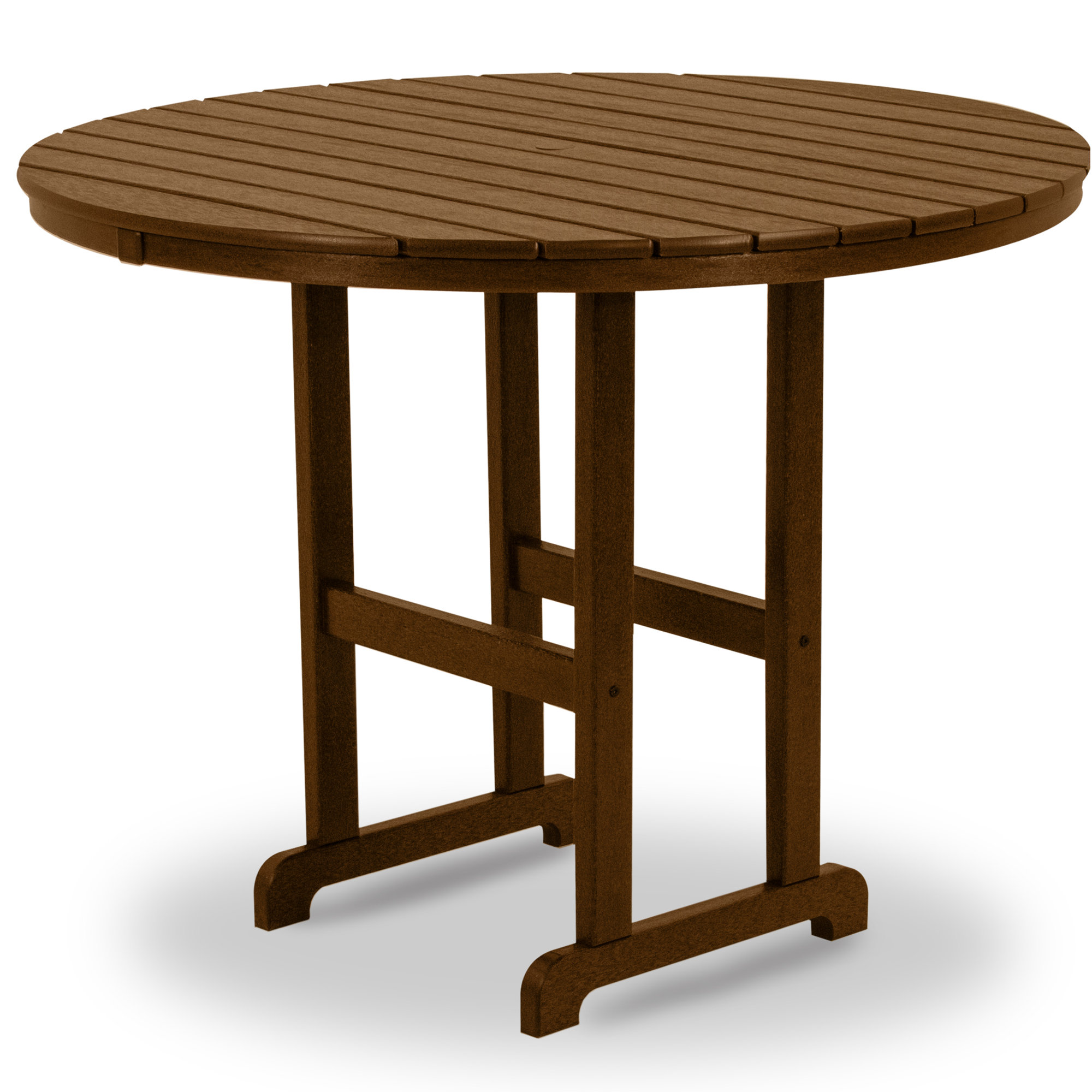 POLYWOOD Round Farmhouse Counter Table, 48", Teak