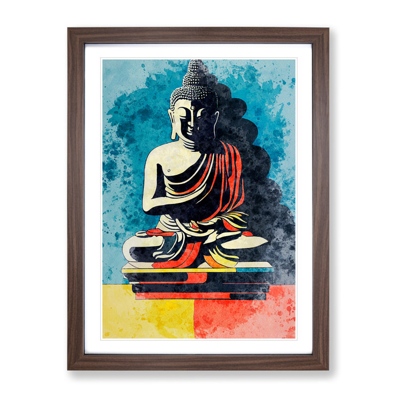 Buddha Beauty - Wall Art, 36cm H x 27cm W x 2cm D, Walnut Framed, White