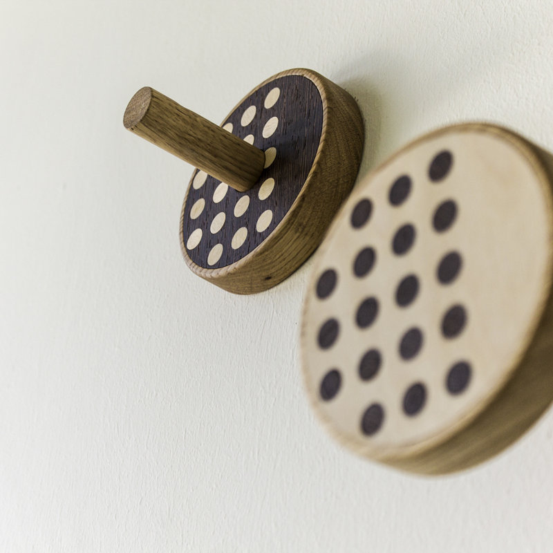 Inverso Solid Wood Wall Hook, Brown/Beige