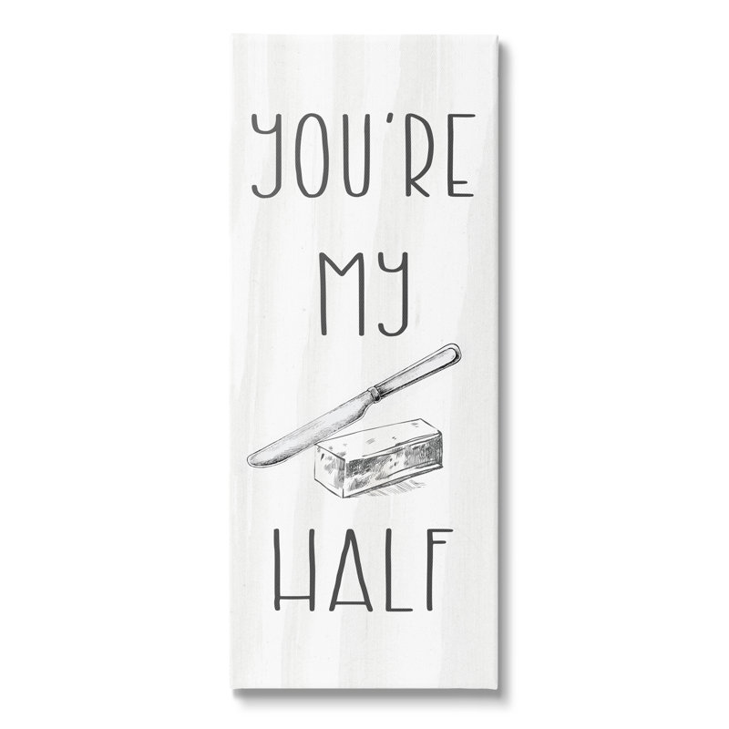 «My Butter Half Punny Romantic Kitchen Typographie» par - Art textuel sur, H 30 po x l 13 po x P 1,5 po