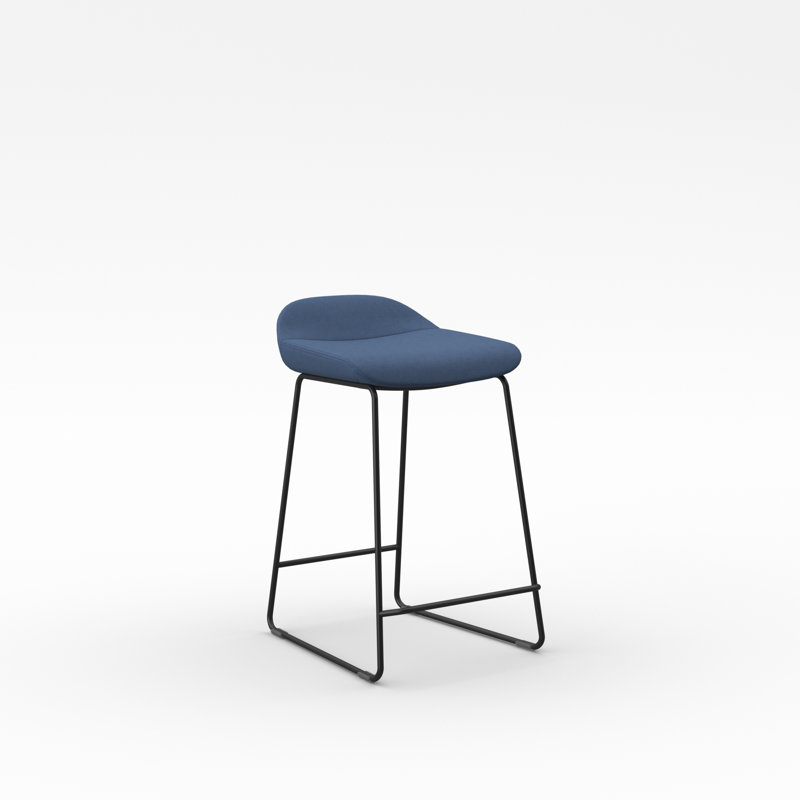 Tabouret Lilly , Noir, Polyester bleu électrique, Tabouret de comptoir (siège d'une hauteur de 24 p