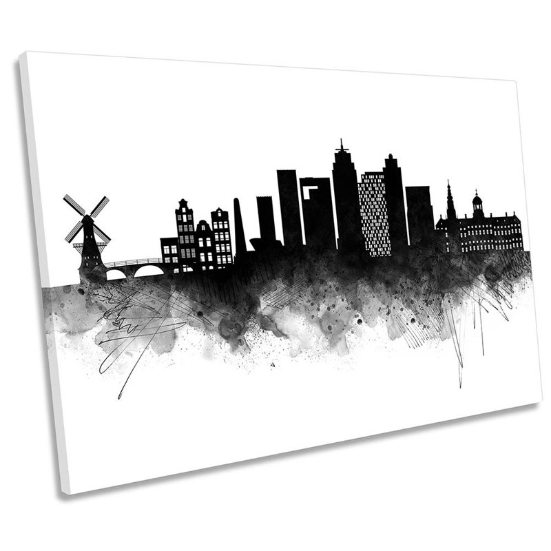 Amsterdam Abstract City Skyline - Wrapped Canvas Print, 40.6cm H x 61cm W x 2cm D