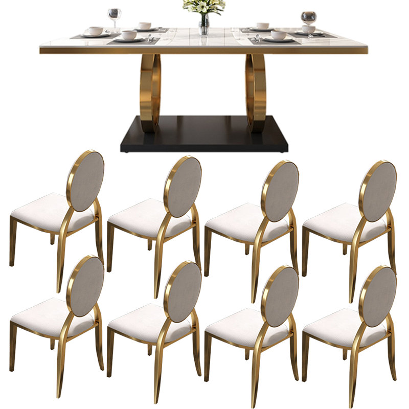 Light luxury rectangular home dining table sets
