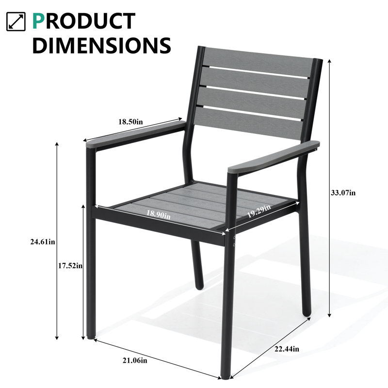 Chaise de salle à manger d'extérieur empilable A aluminium, Gris foncé