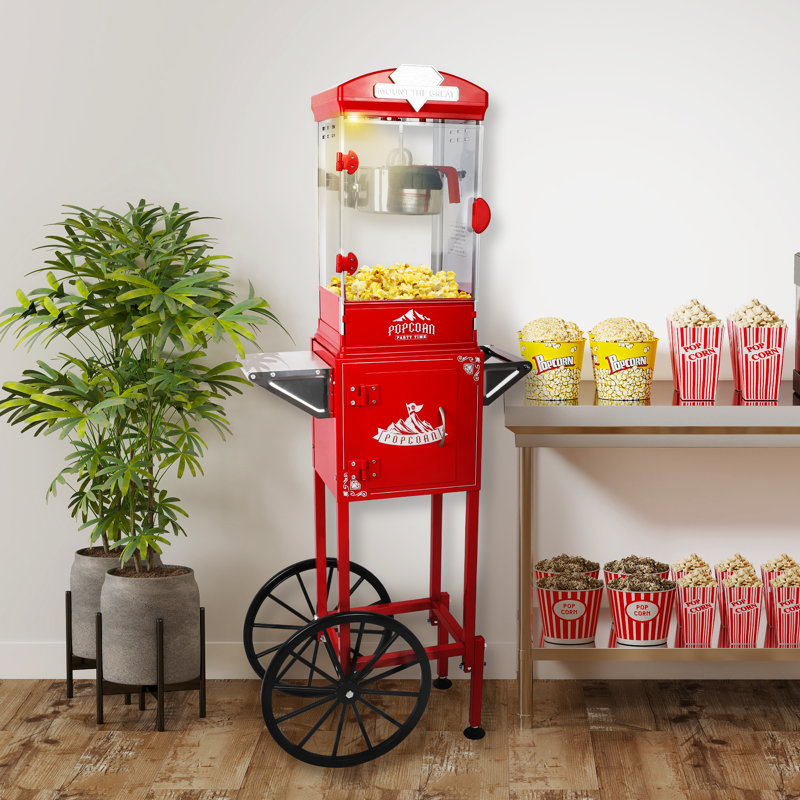 Machine à popcorn autoportante de 10 onces avec tasses à mesurer, Rouge