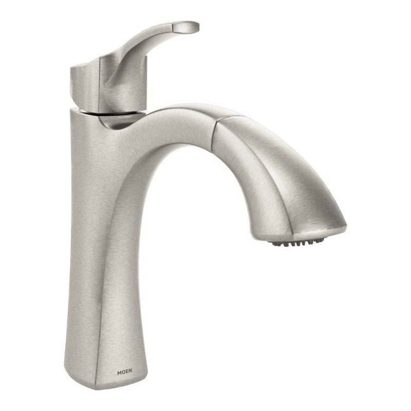 Robinet de cuisine à poignée simple rétractable avec Duralock™ et Reflex™ Voss, Acier inoxydable résistant aux taches