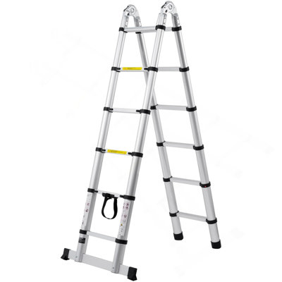 Telescoping Extension Ladder 12.5FT A-Shape W/ Stabilizer Bar For RV