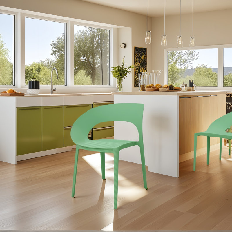 Ensemble de 4 chaises d'appoint modernes PP, Vert