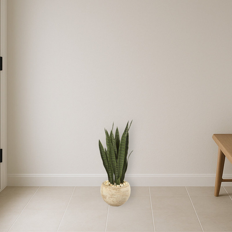 Sansevieria Artificial Plant in Sand Colored Planter