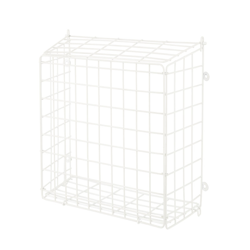 Letter Box Mail Catcher Metal Basket Wooden Doors Only, White