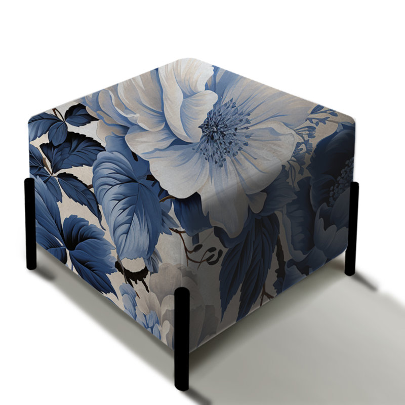 Repose-pieds floral bleu et blanc Radiance