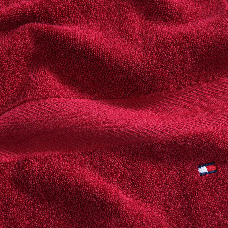 Tommy Hilfiger Modern American Cotton Red 2 Piece Bath Towel Set, Red