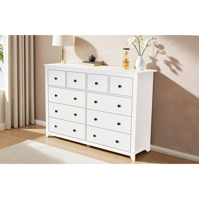 Commode 10 tiroirs, Blanc antique