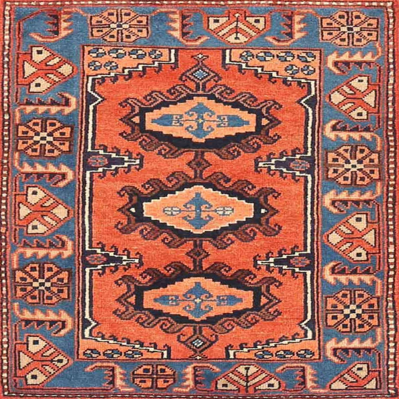 Tapis rouge/bleu traditionnel Gellért, Rond 5 pi