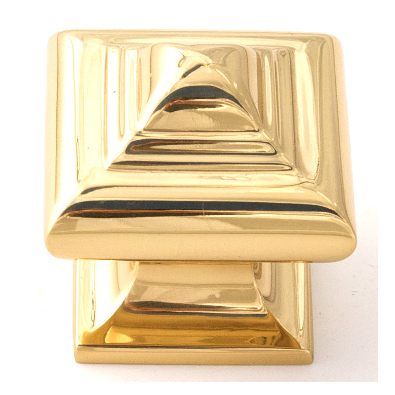 Square Knob, Polished Brass