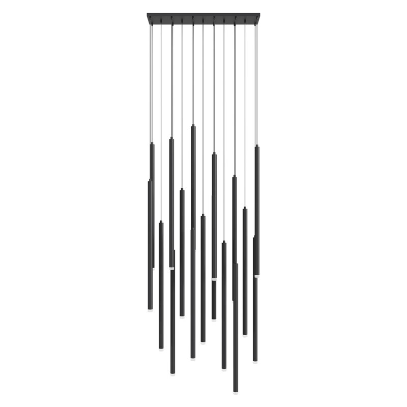 Luminaire suspendu cylindrique 17 lumières, Noir