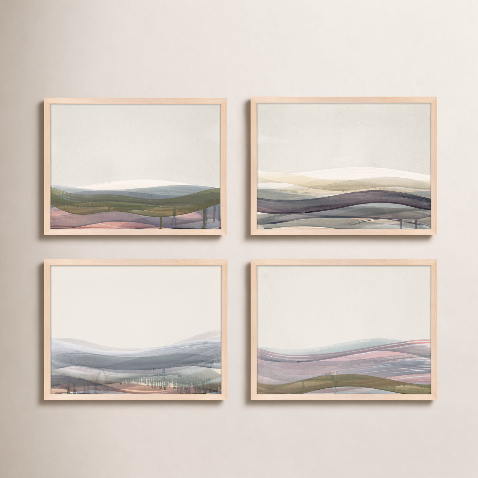 Lalita "Preliminary" Print by Beth James, Maple Framed, 38" W x 30" H