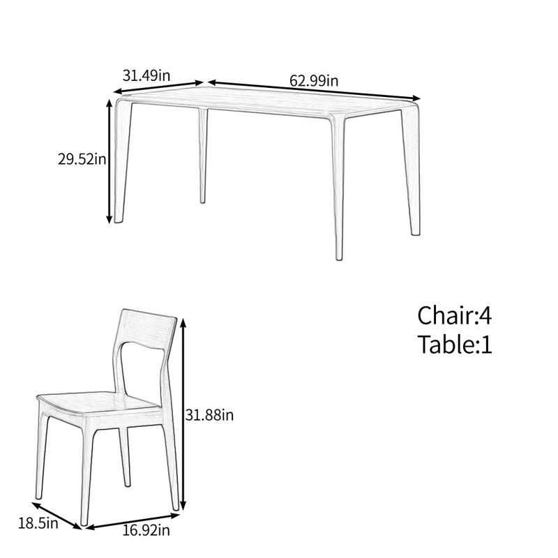 Ensemble de table élégant et pratique, H 29,52 po x L 62,99 po x l 31,49 po