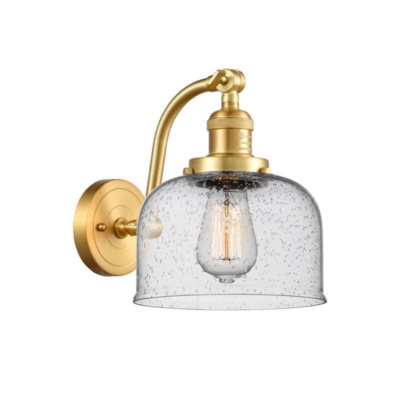 Applique murale 1 lumière 8 po Bell, Ampoule à DEL rétro de 6 watts, Grainé, Or satiné