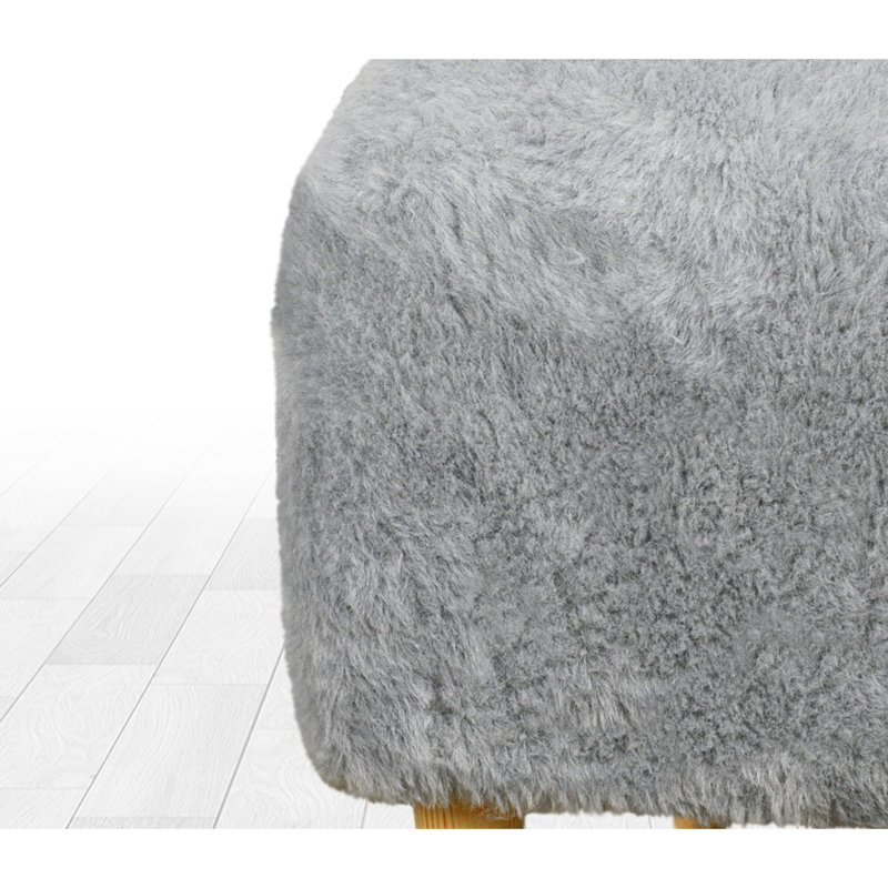 Repose-pieds cubique large de 16,5 po Abdulhakim, 100 % polyester gris