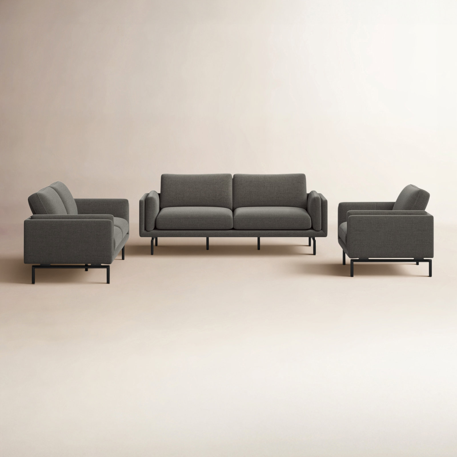 Elenora 3 - Piece Living Room Set, Charcoal Performance