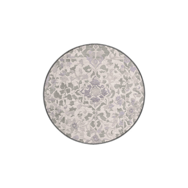 Machine Washable Gray Area Rug, Round 8'