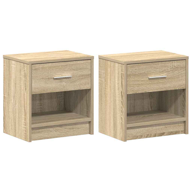 Bedside Cabinets With Drawer, Sonoma Oak, 2