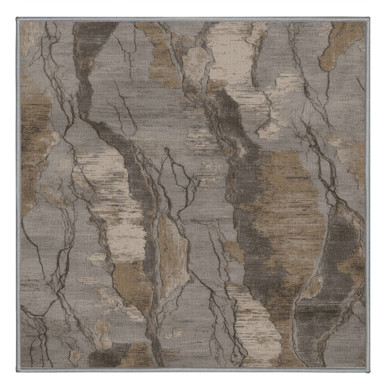 Tapis gris lavable à la machine, Carré 5 pi