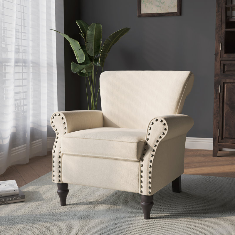 Arian 76 Cm Wide Cotton Armchair, Beige Polyester Blend