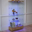 Vitrine moderne en verre avec 2 grands tiroirs, lumières DEL et 4 tablettes pour un rangement et une présentation élégants-1469304091
