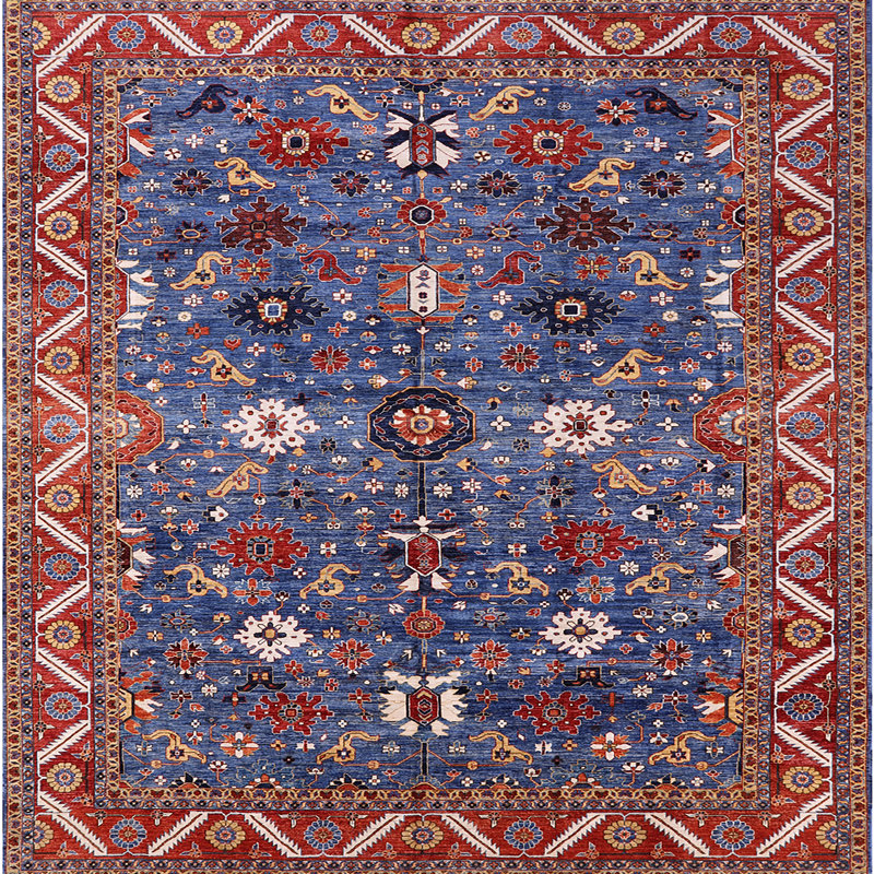 Tapis oriental rouge / bleu / beige Hardtner, Carré 4 pi
