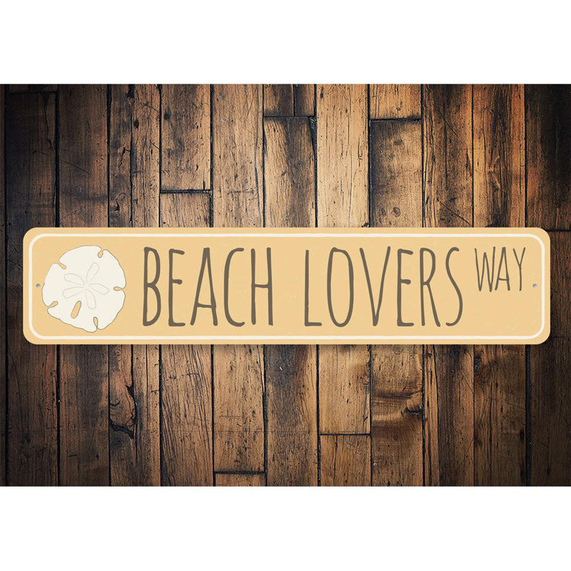 Panneau en aluminium personnalisé Beach Lovers Way, H 4 po x l 18 po x P 0,04 po