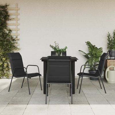 Ensemble de salle à manger de jardin d'extérieur noir et anthracite moderne et durable