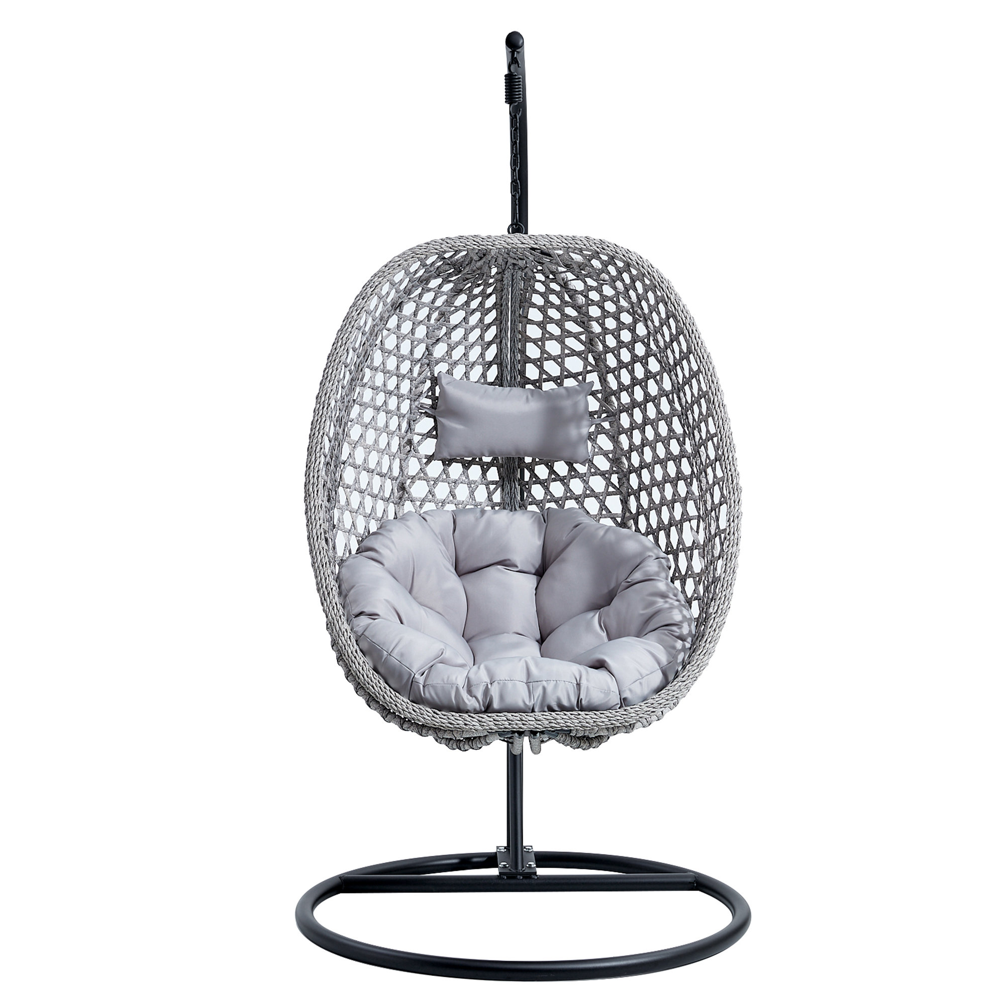 Dakota Fields Charlie-Jade Modern Indoor / Outdoor Wicker Egg Chair with Stand, Natural PE Rattan Teardrop Swing Chair with UV-Resistant Cushion for Patio & Living Room & Reviews | Wayfair