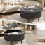 Table basse à plateau relevable avec rangement, 31,5 pouces, table convertible cannelée moderne avec compartiments cachés pour le salon, noir-1108908481