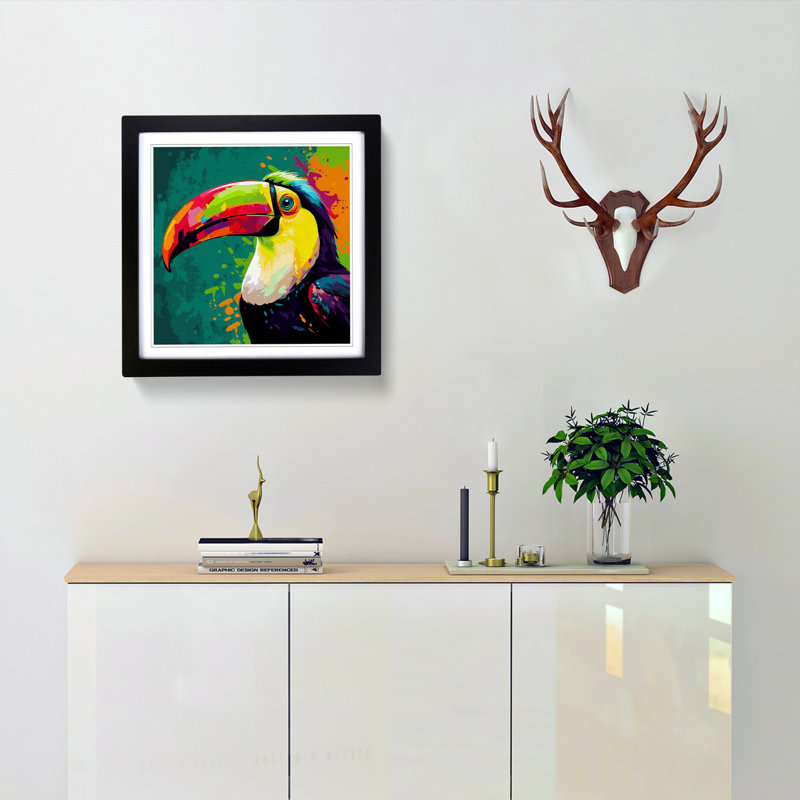 Toucan Pop Art No.1 - Single Picture Frame Print on Wood, Black