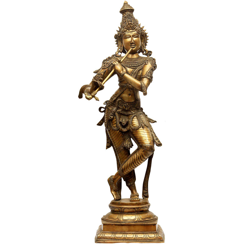 Grande taille Krishna dans l'aspect «Tri-Bhang»