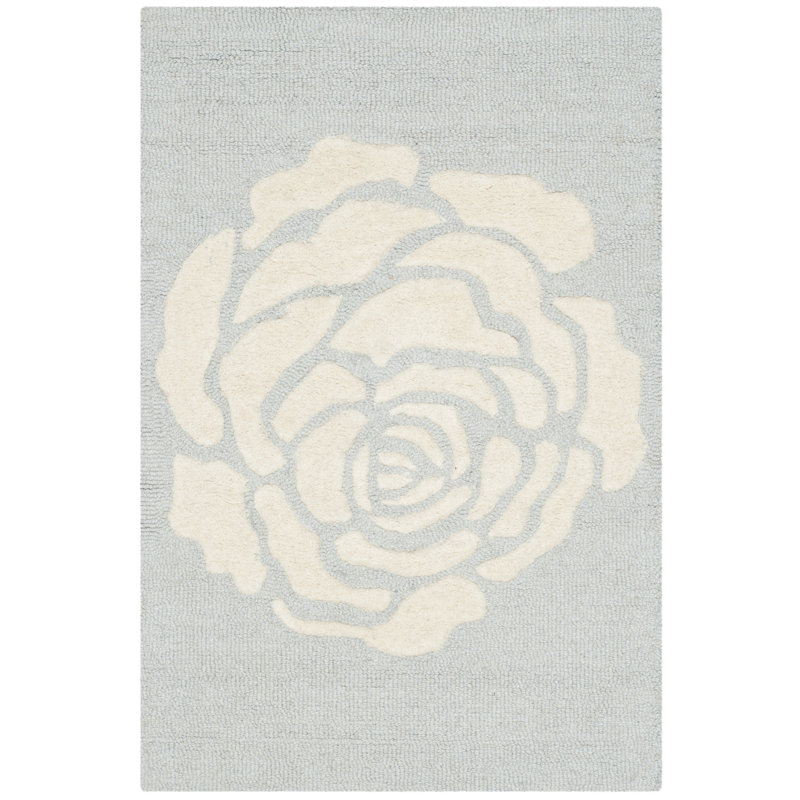 Cannen Hand Tufted Wool Floral Rug, Rectangle 2' x 3'