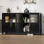 Buffet de 55 po avec 4 portes en verre, table de buffet et rangement pour la cuisine, la salle à manger, le salon ou le bar-1430228615